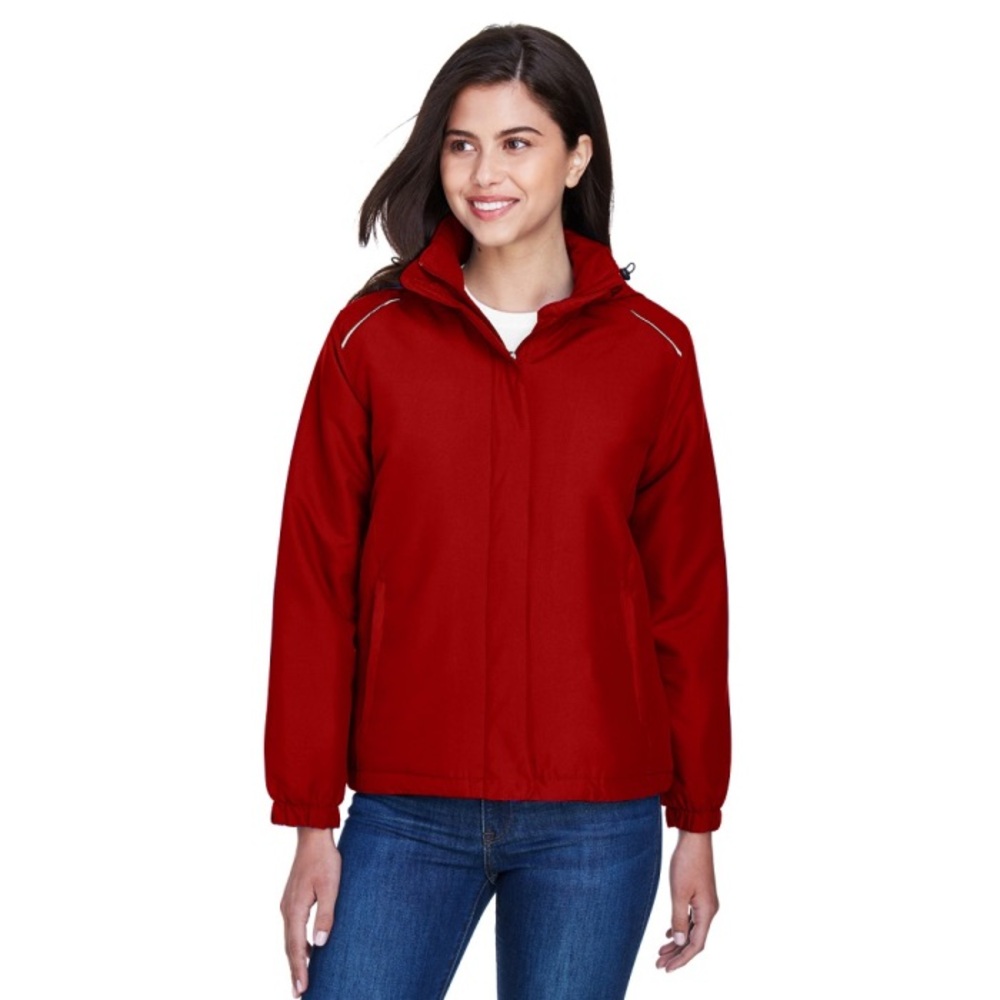 Ladies Full Zip Insulated Weatherproof Jacket with Hood-Red